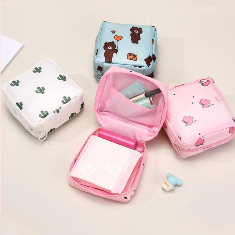 Women Sanitary Napkin Tampon Storage Bag Portable Waterproof Organizer Pouch Cartoon Pattern Sanitary Napkin Bag - Image 5