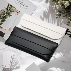 Black and White Soft and Stylish Leather Glasses Cases - Glasses Protection Bags, Travel Accessories for Men and Women - Stylish